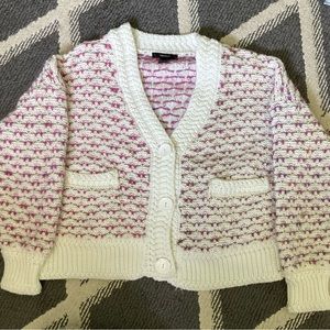 3/$18 Forever 21 White and Purple button up cardigan